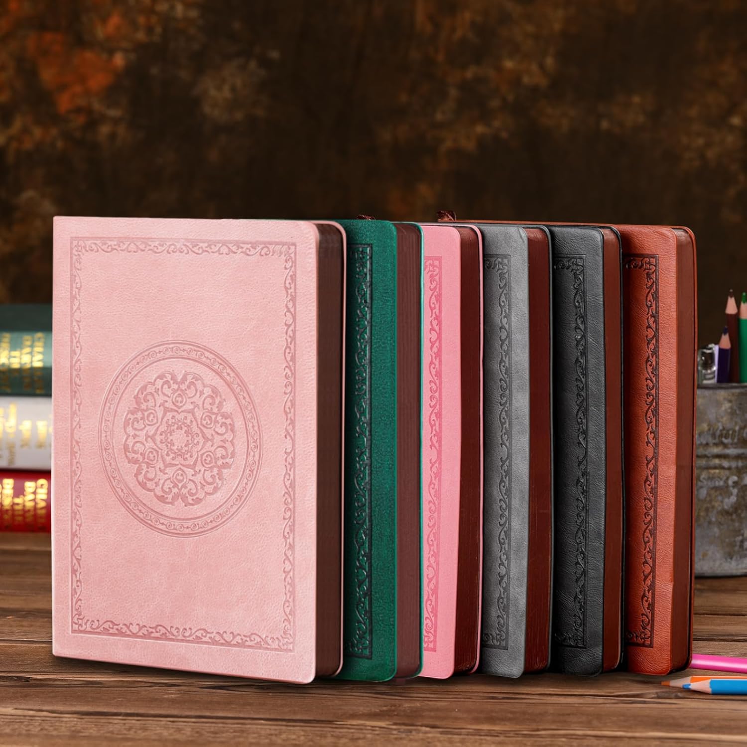 Fetinar Leather Vintage Journal Notebook,300 Pages,Leather Softcover Lined Journal Notebooks for Women Men,Notebook Journals for Writing Travel,Business,Office,5.7'' X 8.3'' - Image 5