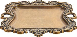 khtumeware 1 Pack Vintage Gold Jewelry Dish Antique Brass Jewelry Trays ideal for holding jewelry rings and small trinkets.