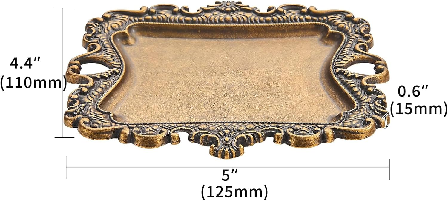 khtumeware 1 Pack Vintage Gold Jewelry Dish Antique Brass Jewelry Trays ideal for holding jewelry rings and small trinkets. - Image 2
